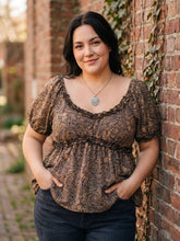 Load image into Gallery viewer, Mocha Paisley Charm Blouse
