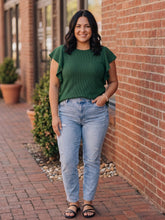 Load image into Gallery viewer, Sweet &amp; Simple Ribbed Ruffle Tee (multiple color options)
