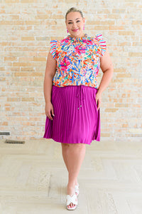 Just a Flirt Pleated Skirt in Magenta