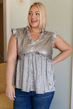 Load image into Gallery viewer, Shine On Metallic Peplum Top
