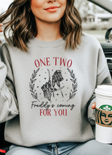 Load image into Gallery viewer, Freddy's Coming Graphic Sweatshirt (multiple color options)
