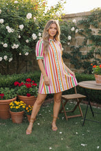 Load image into Gallery viewer, Sunshine Stripes Button Down Mini Dress
