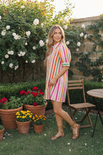 Load image into Gallery viewer, Sunshine Stripes Button Down Mini Dress
