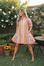 Load image into Gallery viewer, Sunshine Stripes Button Down Mini Dress
