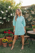 Load image into Gallery viewer, Mint Eyelet Button Front Shirt Dress
