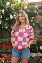 Load image into Gallery viewer, I'll Drive the Golf Cart Checkered Knit Top
