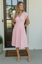 Load image into Gallery viewer, Pretty in Pink Flutter Sleeve Midi Dress
