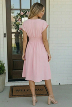Load image into Gallery viewer, Pretty in Pink Flutter Sleeve Midi Dress

