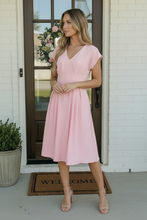 Load image into Gallery viewer, Pretty in Pink Flutter Sleeve Midi Dress

