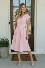 Load image into Gallery viewer, Pretty in Pink Flutter Sleeve Midi Dress
