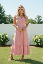 Load image into Gallery viewer, Sweet Stripe Tiered Maxi Dress in Red
