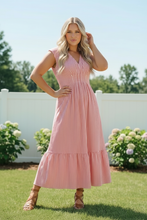 Load image into Gallery viewer, Sweet Stripe Tiered Maxi Dress in Red
