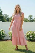 Load image into Gallery viewer, Sweet Stripe Tiered Maxi Dress in Red
