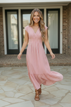 Load image into Gallery viewer, Sweet Stripe Tiered Maxi Dress in Red

