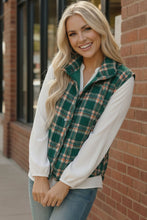 Load image into Gallery viewer, Put Together Evergreen Plaid Quilted Puffer Vest
