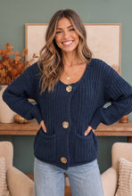 Load image into Gallery viewer, Cozy Afternoons Navy Cardigan
