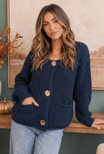 Load image into Gallery viewer, Cozy Afternoons Navy Cardigan
