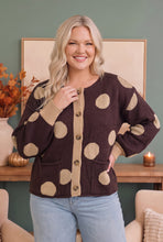 Load image into Gallery viewer, Dotty For You Chocolate Polka Dot Knit Cardigan
