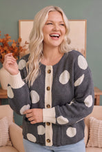 Load image into Gallery viewer, Dotty For You Charcoal Polka Dot Knit Cardigan
