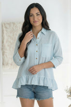 Load image into Gallery viewer, Pretty Please Blue Peplum Blouse
