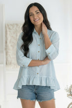 Load image into Gallery viewer, Pretty Please Blue Peplum Blouse
