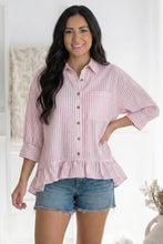 Load image into Gallery viewer, Pretty Please Pink Peplum Blouse
