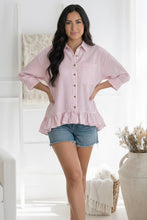 Load image into Gallery viewer, Pretty Please Pink Peplum Blouse
