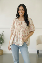 Load image into Gallery viewer, With a Rosy Glow Cream Pleated Top
