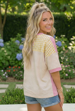 Load image into Gallery viewer, Patchwork Flower Oversized Tee in Pink and Yellow
