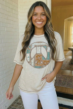 Load image into Gallery viewer, Boho Peace Patchwork Oversized Graphic Tee
