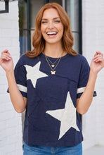 Load image into Gallery viewer, Star Power Navy Varsity Tee
