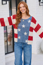 Load image into Gallery viewer, Stars and Stripes Crochet Sweater
