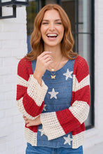 Load image into Gallery viewer, Stars and Stripes Crochet Sweater
