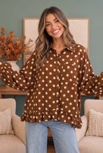 Load image into Gallery viewer, Spotted in Style Polka Dot Ruffle Blouse
