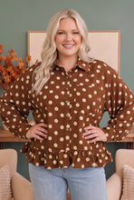 Load image into Gallery viewer, Spotted in Style Polka Dot Ruffle Blouse
