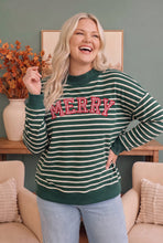 Load image into Gallery viewer, Merry and Bright Striped Sweatshirt
