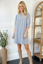 Load image into Gallery viewer, Sunday Stroll Blue Pin Stripe Dress
