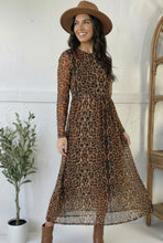 Load image into Gallery viewer, We Run the World Leopard Mesh Lined Dress

