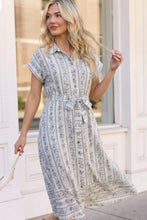 Load image into Gallery viewer, Tailored for Fun Floral Stripe Midi Dress
