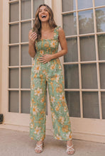 Load image into Gallery viewer, Party Ready Jumpsuit in Green Floral Bliss
