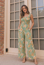 Load image into Gallery viewer, Party Ready Jumpsuit in Green Floral Bliss
