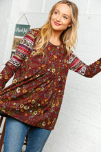 Load image into Gallery viewer, Burgundy Hacci Babydoll Ethnic Sleeve Top
