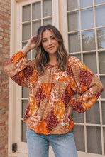 Load image into Gallery viewer, Autumn Patchwork Boho Blouse in Rust
