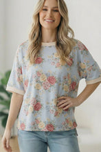 Load image into Gallery viewer, Vintage Bloom Light Blue Boyfriend Tee
