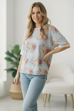 Load image into Gallery viewer, Vintage Bloom Light Blue Boyfriend Tee
