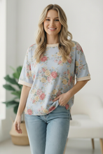 Load image into Gallery viewer, Vintage Bloom Light Blue Boyfriend Tee
