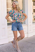 Load image into Gallery viewer, Tropical Pop Multicolor Print V-Neck Top
