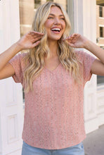 Load image into Gallery viewer, Coral Bloom Floral Stripe V-Neck Top
