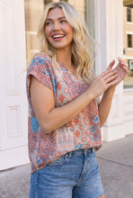 Load image into Gallery viewer, Boho Patchwork Print V-Neck Top
