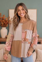 Load image into Gallery viewer, Neapolitan Patchwork Floral Colorblock Pullover
